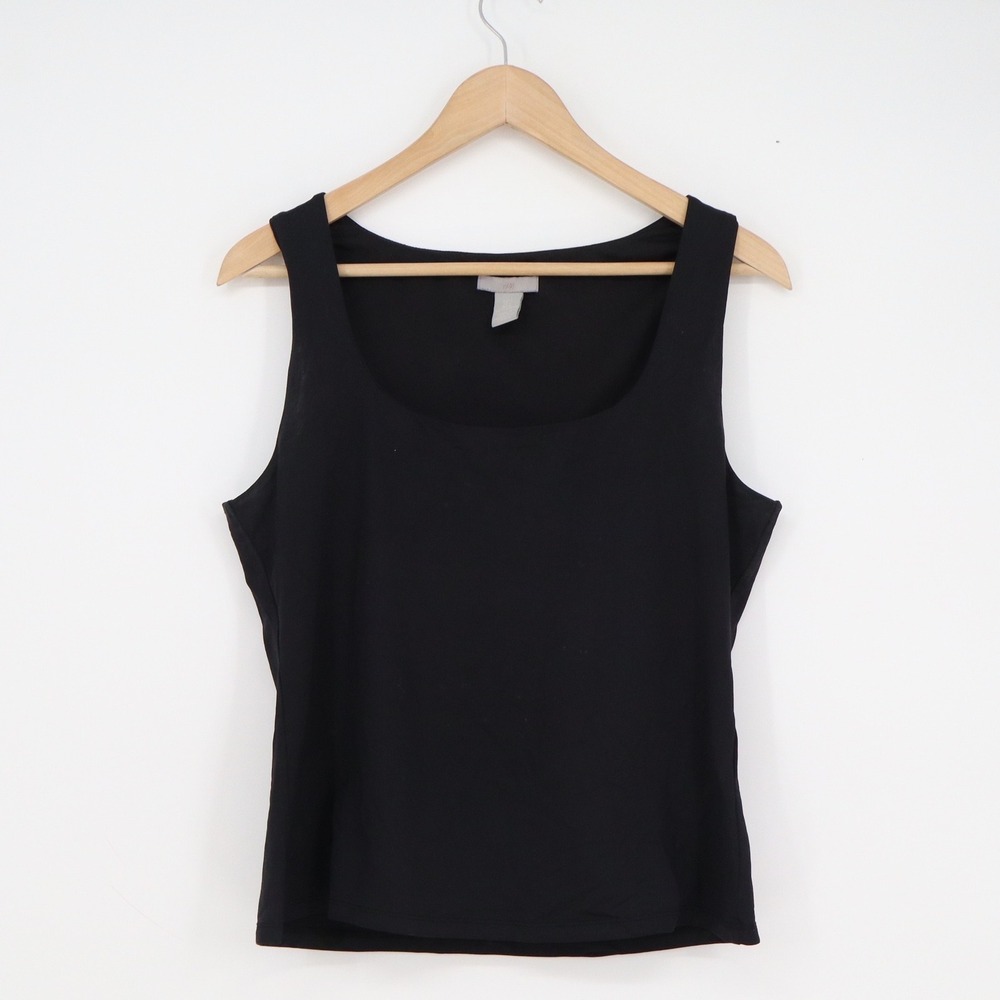 HM Women's Black Scoop Neck Tank Top Sleeveless Lined Stretch Size L